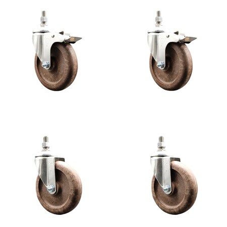 Service Caster 5 Inch 316SS High Temp Glass Filled Nylon 3/8 Inch Stem Caster Lock Brake, 2PK SS316TSTTL20S514-GFNSHT-381615-2-S2